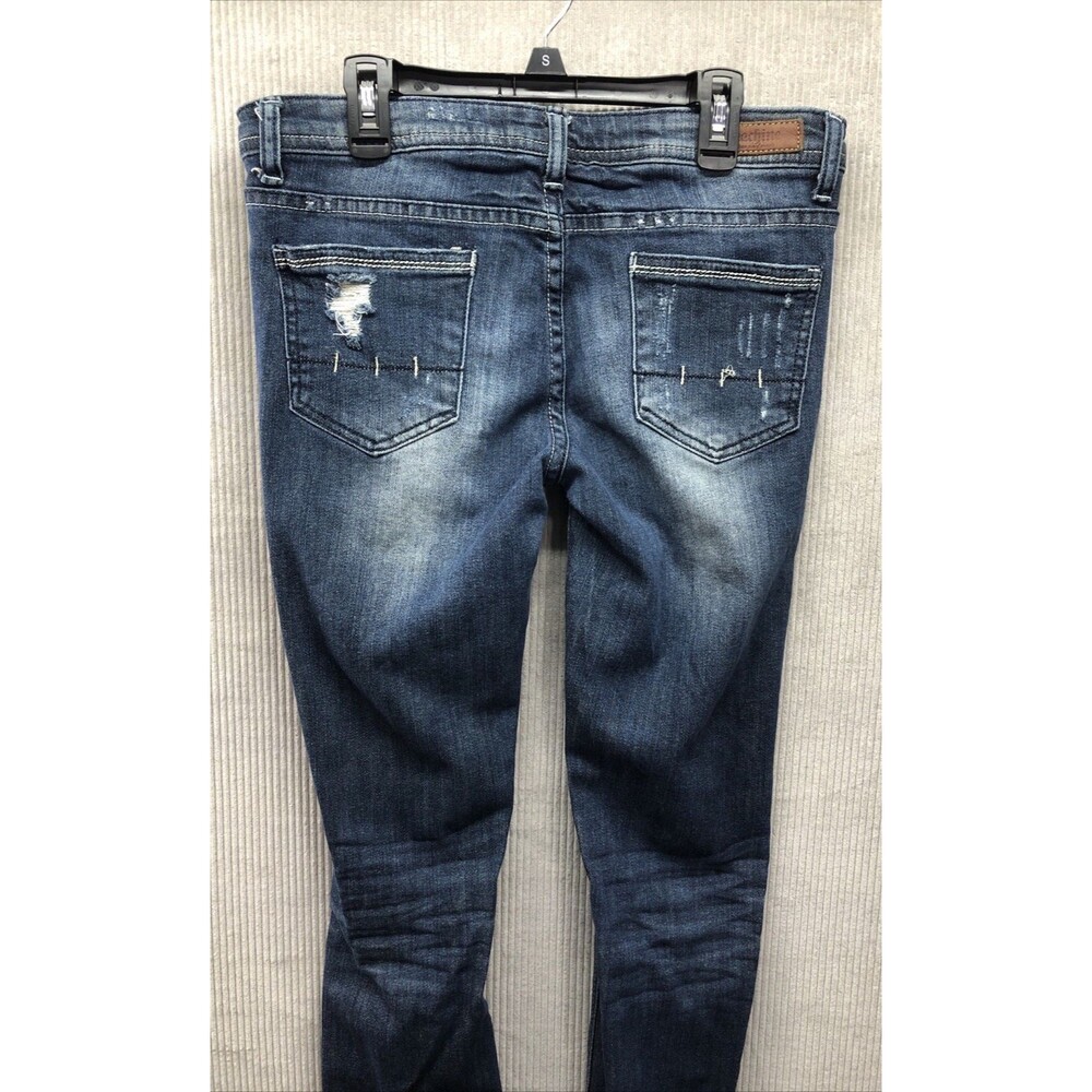 Machine Juniors Jeggings Size 9 Factory Destroyed Dark Wash - Picture 15 of 16